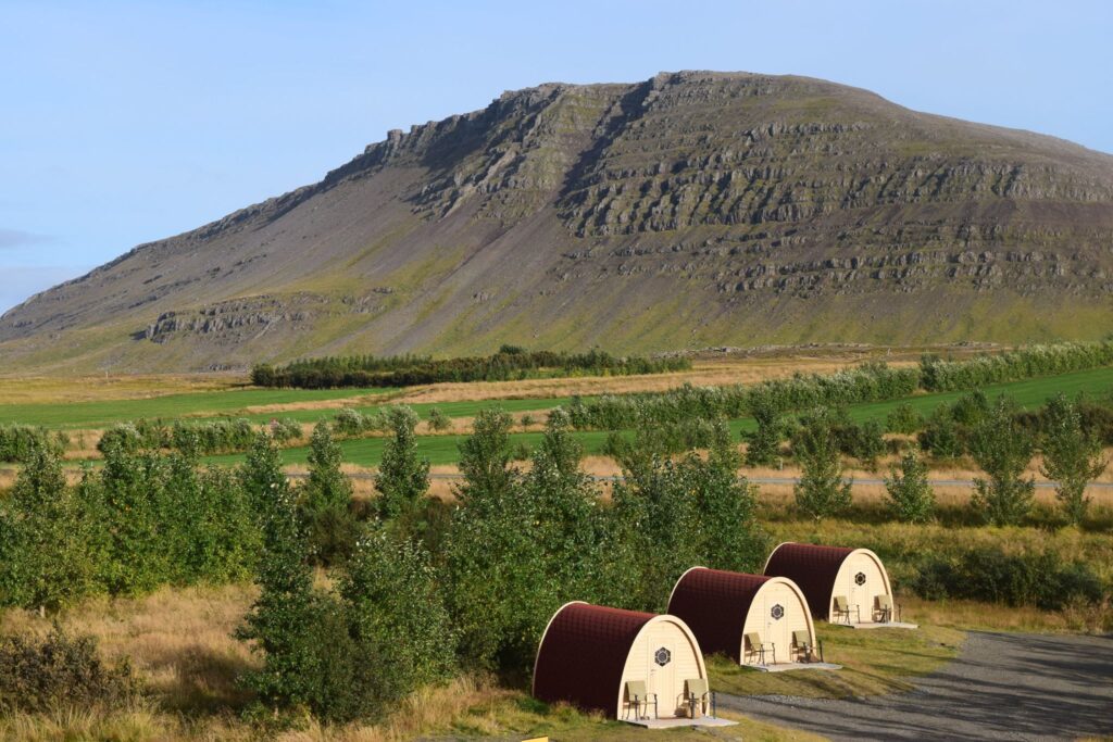 Sleeping bag accommodation in West Iceland Fossatún Camping Pods